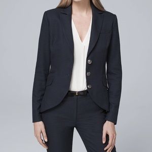 WHBM Navy Black Houndstooth Suit Blazer